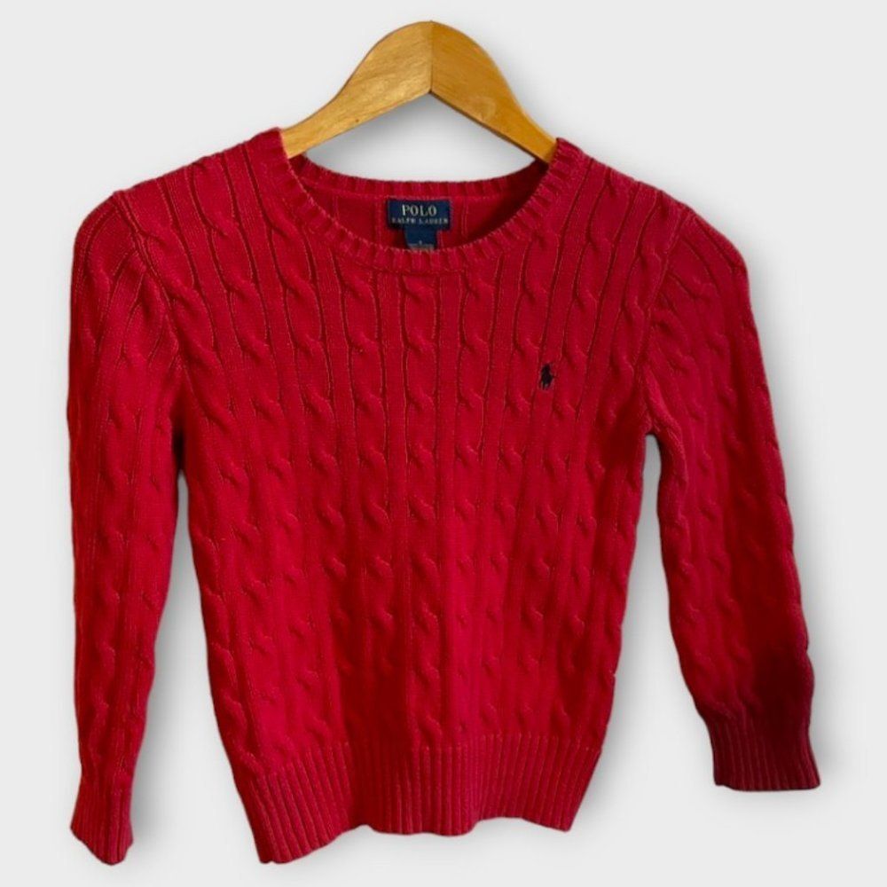 Polo Ralph Lauren Boys Cable knit Sweater size 6 Red like new
